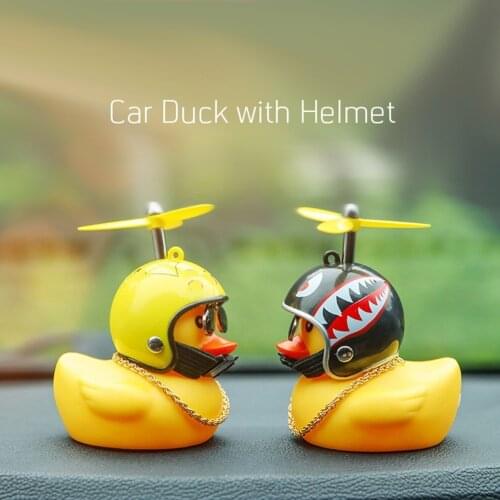 Car Accessories Interior Broken Wind Small Yellow Duck with Helmet Airscrew Cute Wind-breaking Duck Cycling Decoration Ornament