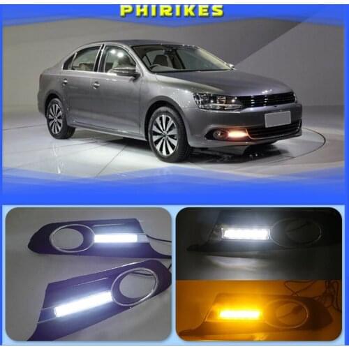 12V Car DRL Daytime running lights for Volkswagen VW Jetta Sagitar MK6 2012 2013 2014 fog light Lamp COver