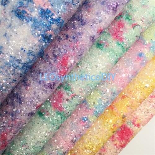 1PC 21X29CM Glitter Fabric, Chunky Glitter Leather,Rainbow Glitter Leather Sheets For Making Bows LEOsyntheticoDIY 7S72