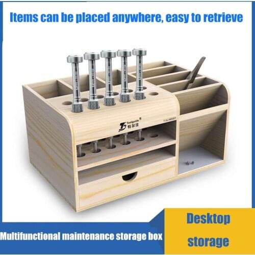 Tool Guide Wooden Storage Box Screwdriver Tweezers Holder Mobile Phone Repair Desktop Reception Tool Parts Box