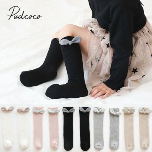 2019 Baby Stockings Newborn Baby Stockings Solid Girl Boy Infant Knee High Socks Autumn Winter Warm Kids Ribbed Bowknot Leggings