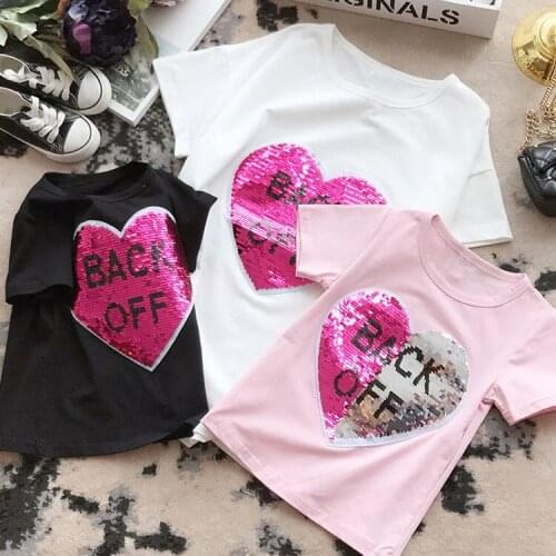 Baby Girl T-shirt With Changing Sequins Fashion Kids Pullover Blouse Tops Mother and Daughter Clothes Baby Tee Shirts 2-7Y