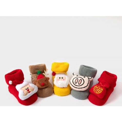 1 Pair Cotton Winter Autumn Baby Girls Boys Kids Socks Children Terry Snowflake Elk Santa Claus Christmas Bear Gift Stuff
