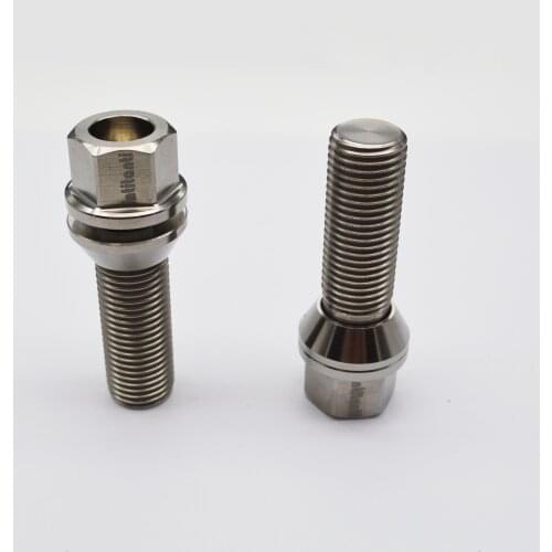 Silver color removed 60 degree cone seat washer Gr.5 titanium alloy lug bolts M14*1.25（10pcs 30mm length,10pcs 40mm ength