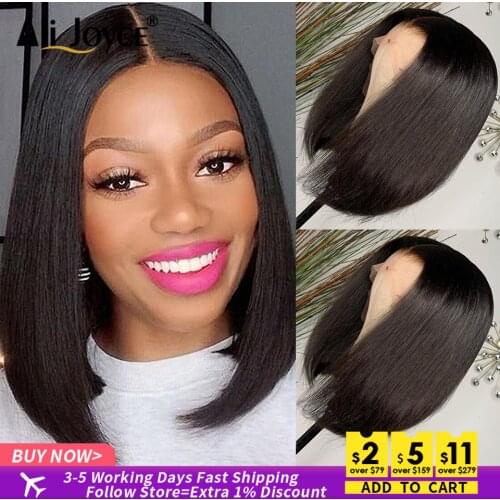 Short Bob Wigs 13×1 T Part Lace Wig For Black Women Baby Hair Brazilian Human Hair Wig Pre Plucked Remy Hair Wig Straight Wigs