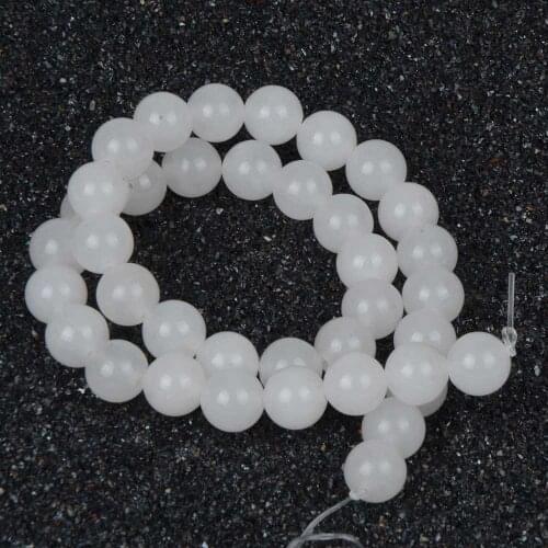 Round Natural stone White Milky Beads For Bracelets Women Jewelry DIY Fashion Making Spacer Beads