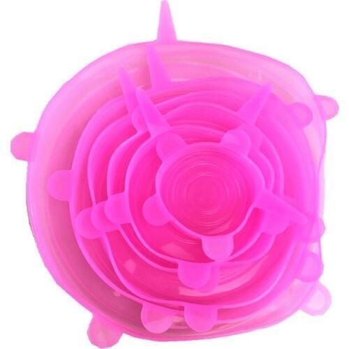 6 Pcs Silicone Food Fresh Keeping Sealed Covers Silicone Seal Vacuum Stretch Lids Saran Wraps Organization Food Wraps Reusable