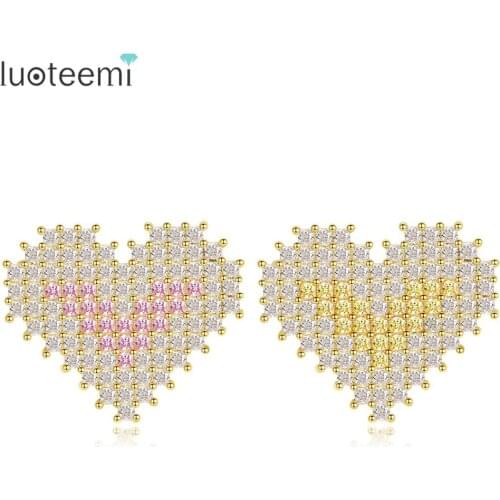 LUOTEEMI New Fashion Big Heart CZ Brooches for Women Bridal Wedding Party Insects Banquet Wedding Bouquet Brooch Christmas Gifts