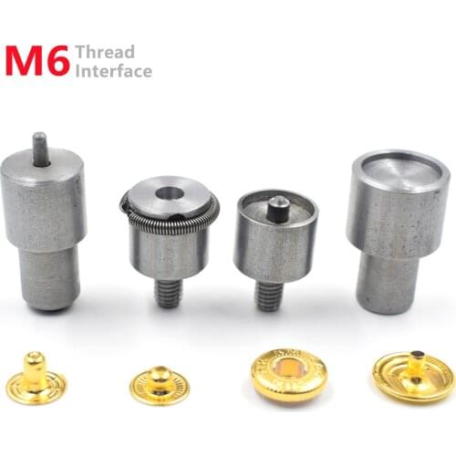 10mm/12mm/12.5mm Metal Snap Tool Kit 1Set Mold Interface M6 Thread/19mm & 50Sets Buttons Mould Fasten Installer Buttons Setting