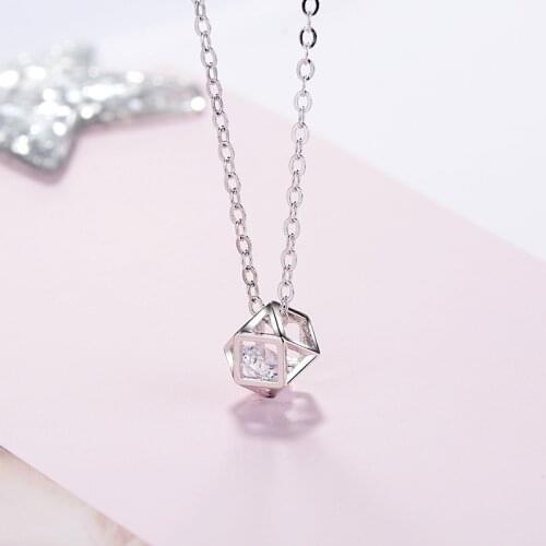 Fashion Silver color Hollow Magic Cube Square Pendant Necklace for Women Kolye Collares Fine Jewelry Gift