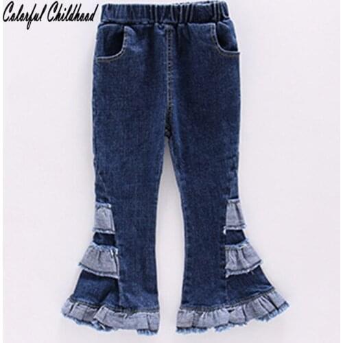 Fashion Adorable Baby Fancy Girls Leggings Toddler Kids Girl Autumn Winter Bell Bottoms Denim Fringed Trousers Infant Clothes
