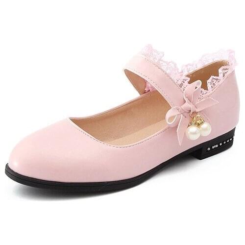 2018 new college leisure wind low heel side with shallow mouth 30-40 lace girls shoes 1835