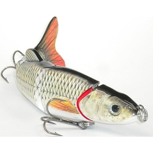 Wholesale 5 Segments Fishing Lure Crank Bait Hooks 3D Eyes Fish Shape Tackle Tool Shad Carp Silicone Fishing Soft Baits Tackle