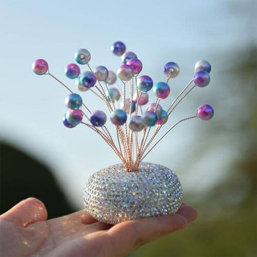 Car Dazzling Pearls Car Gypsophila Interior Decorations Diamond Base Center Console Lucky Tree New Ornaments