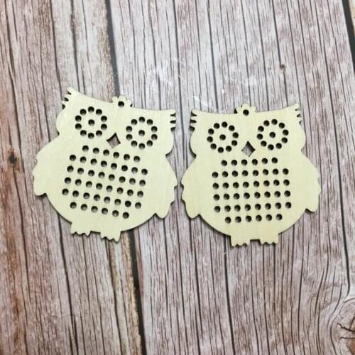 10 pcs cross stitch pendant blank owl blanks wood needle craft pendant necklace or earring DIY