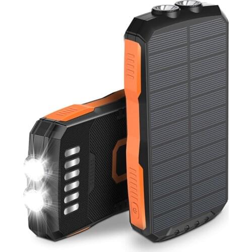 Solar Power Bank 25000mAh Portable Charger For Samsung iPhone Xiaomi Powerbank External Battery Waterproof USB Type C Poverbank