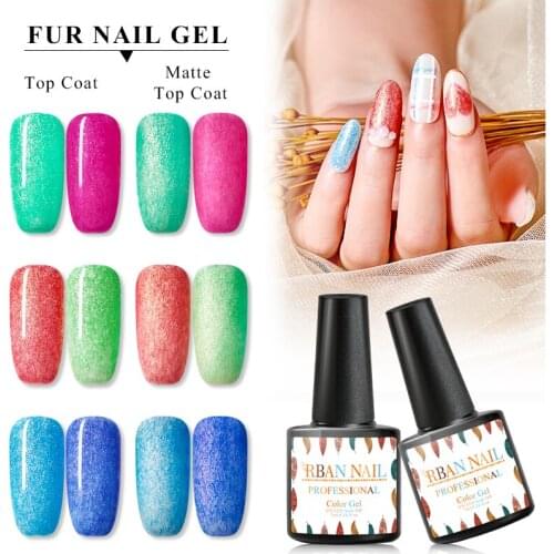 RBAN NAIL 7ml Faux Fur Effect Nail Gel Polish Long Lasting Soak Off UV LED Nail Art Nail Polish 6 Colors for Nail Gel Varnish