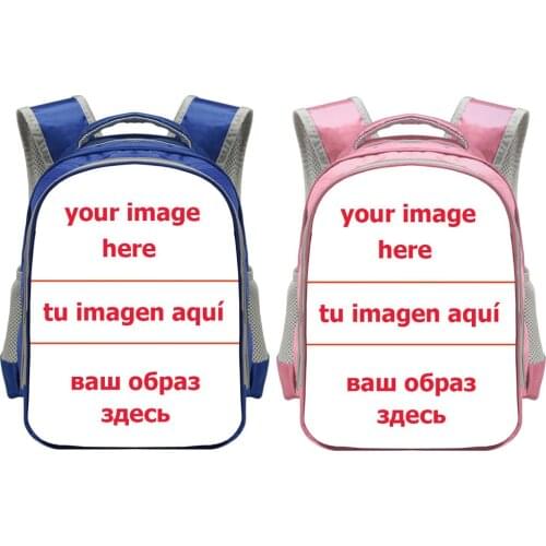 Customize Your Logo / Image / Name Backpack Children School Bags Boys Girls Pink Black Blue Kindergarten Bag Kids Bookbag Gift