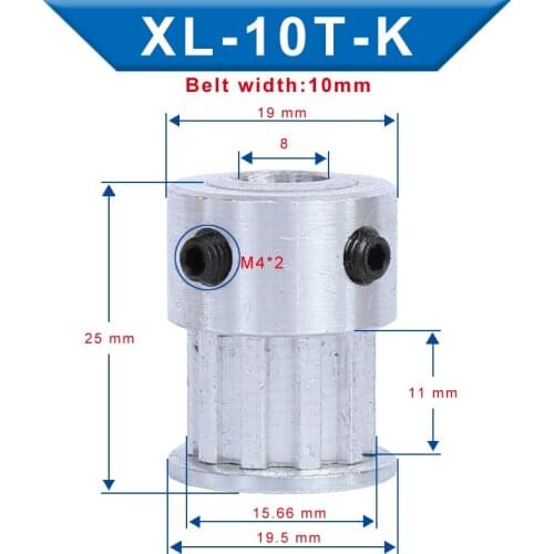 XL 10T Timing Pulley Bore 4/5/6/6.35 mm Teeth Pitch 5.08 mm Aluminum Pulley Wheel Teeth Width 11 mm For 10 mm XL Timing Belt