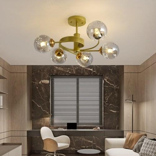 Nordic lamp metal gold home bedroom decor ceiling light led glass ball modern lighting for living room luminaire suspension