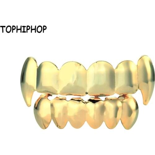 Hot Style Vampire Fangs Teeth Grillz gold Hip-hop Grillz Decoration Accessories Manufacturers Direct Sales Grills