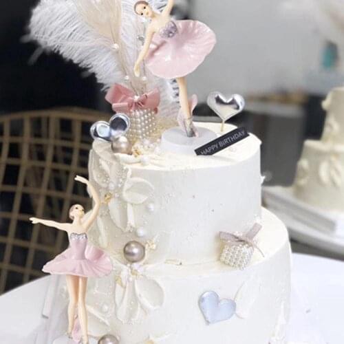 3Pcs/Set Hot Ballet Dancing Girls Ornaments Cake Topper Birthday Party Wedding Decor Elegant Ornaments with Base Cake Decor