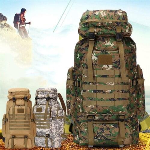 80L Waterproof Camo Tactical Backpack Military Army Hiking Camping Backpack Travel Rucksack Outdoor Sports Climbing Bag New