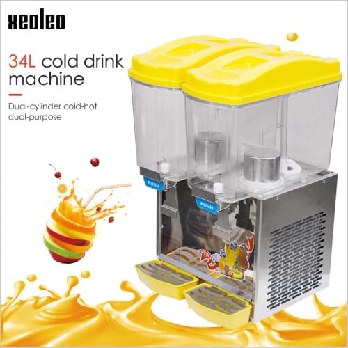 XEOLEO Double jars Cold drink machine 17L*2 fruit juice dispenser beverage machine 280W heating 1000W Cool beverage maker
