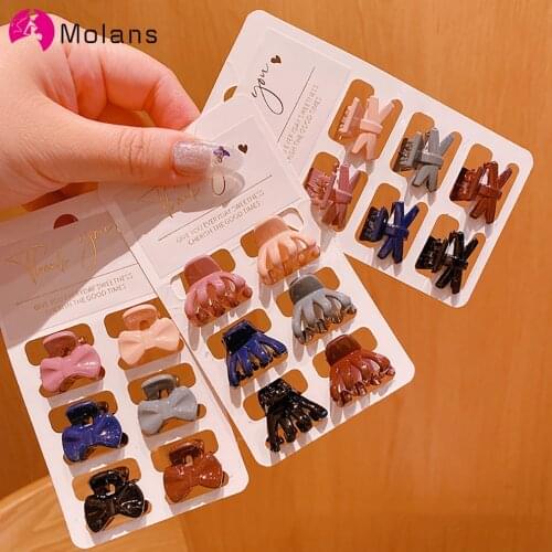 Molans New Solid Color Hairpin Women Girl Hair Clip Small Hair Claw Bow Claw Clip Hair Styling Barrette Fashion Hair Accessories