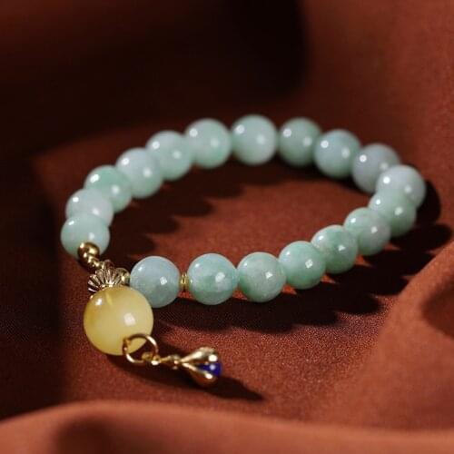 Natural 7A Myanmar jade bracelet for women jade beads bracelets women amber bracelet jade bangles 925 sterling silver