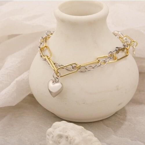 Amaiyllis 925 Sterling Silver Light Luxury Double Heart Bracelet Can Be Adjusted Into A Necklace Jewelry For Women Gift