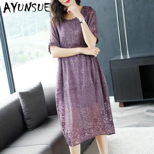 Real Silk Dress Women Beach Dress Fashion Midi Women Summer Dress Fashion Elegant Vintage Party Dress Vestido Mujer A5819 YY2535