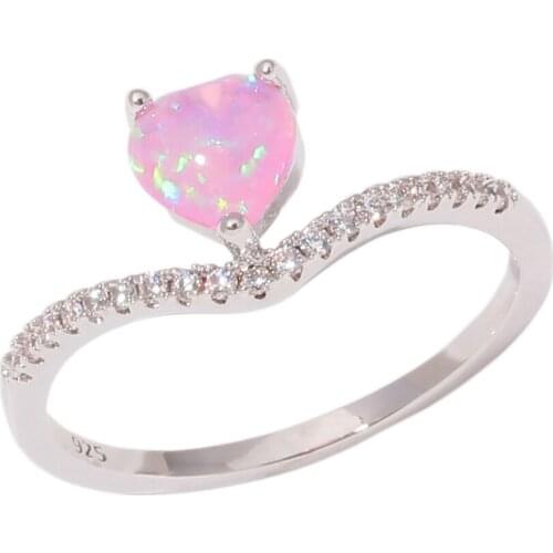 CiNily Created Pink Fire Opal Cubic Zirconia Silver Plated Wholesale Hot Sell Women Jewelry Ring Size 6-9 OJ9592