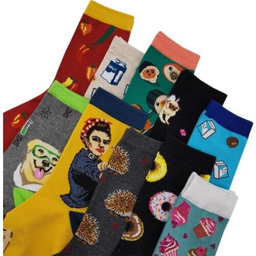 10 Pairs/Pack Fun Women Socks Funny Cute Cartoon Pattern Happy Colorful Funky Crazy Novelty Casual Skateboard Crew Socks
