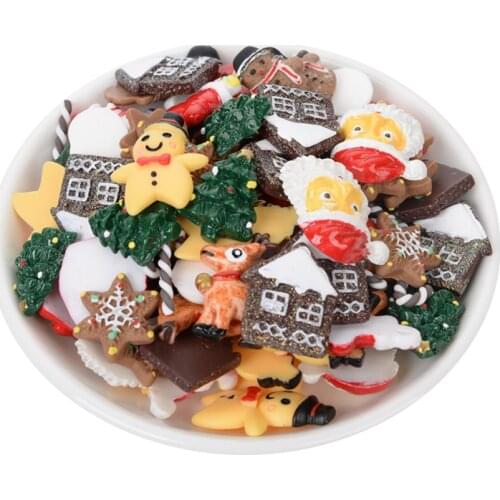 20 Pcs Mixed Resin Christmas Flatback Cartoon Embellishments Cabochon Kawaii Decoration Scrapbook Diy Craft Supplies Accessories