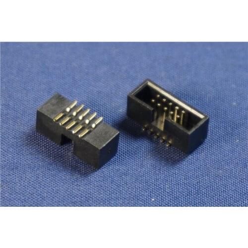 200 pcs 0.050" 1.27 mm 2x5 Pin 10 Pin Male SMT Shrouded PCB Box Header IDC Connector Male Pins Surface Mount PCB Vertical 2 Row