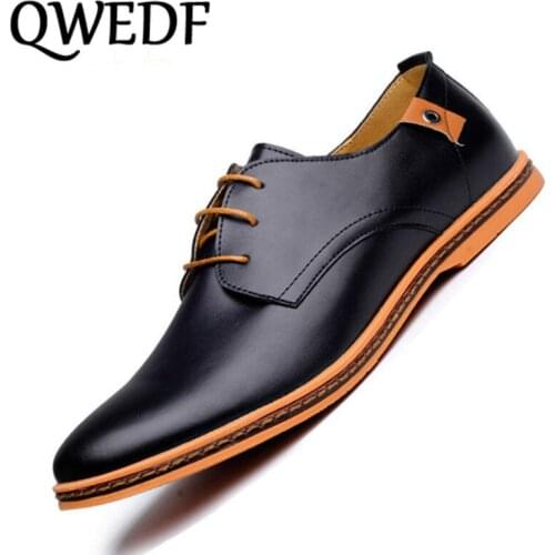 2019 Leather Casual Men Shoes Fashion Men Flats Round Toe Comfortable Office Men Dress Shoes Plus Size 38-48 ZY-267