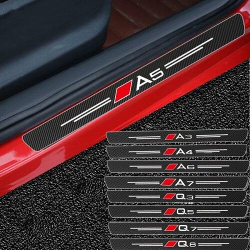 4pc Carbon Fiber Door Sill Guards Sticker For Audi A4 B9 B8 B7 B6 B5 A6 C7 C6 C5 C8 A3 8P 8V 8L A5 A7 A1 A8 Q3 Q5 Q5 Q7 TT Sline