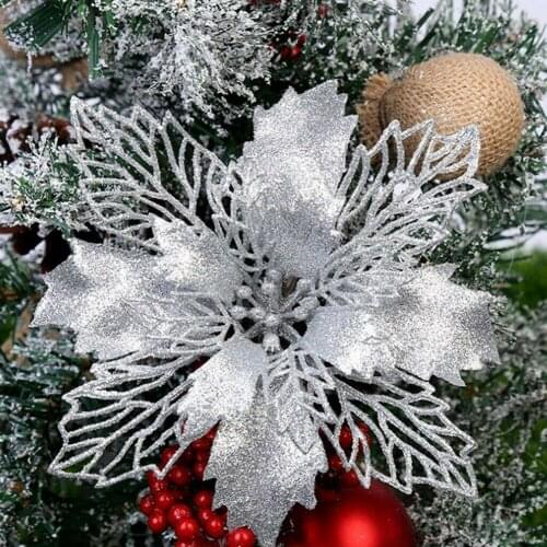5Pcs Christmas Tree Ornaments Christmas Simulation Flower Xmas Home Ornament