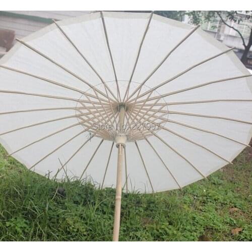 50 pieces/lot) New White Color Long-handle Bridal Wedding Paper Parasols Chinese craft umbrellas Diameter 23.6 inches