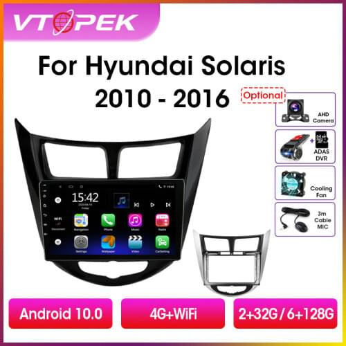 Vtopek 9" 4G+WiFi DSP IPS 2din Android Car Radio Multimidia Video Player Navigation GPS For Hyundai Solaris 2010-2016 Head Unit