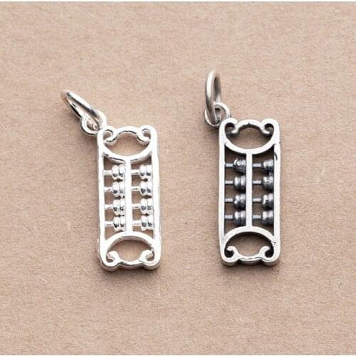 925 Sterling Silver Personality Hollow Out Abacus Charms 18mm Length Handmade Silver Pendants DIY Jewelry Making For Women Men