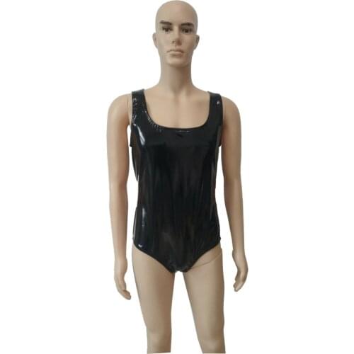 White color PVC fake leather Bodysuit Tank Top mens Sleeveless One Piece jumpsuit Clubwear for kids adults