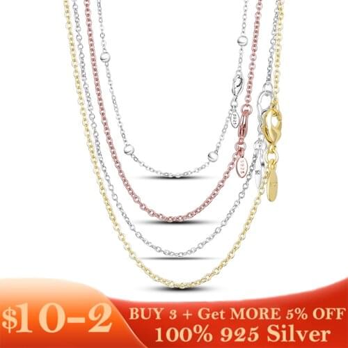 HOT Sale 925 Sterling Silver Classic Cable Chain Necklace Rose Gold Color Necklace Chain Sterling Silver Jewelry Gift Making