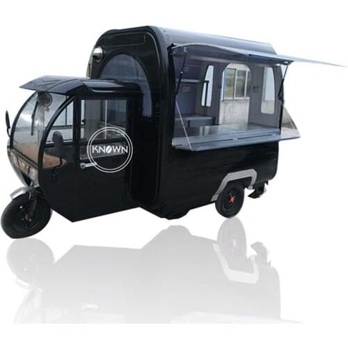 Black Mobile Pizza Food Cart Trailer Electric Food Tricycle For Sale