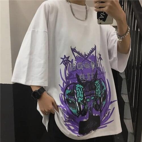 T-shirt Summer Cotton Y2K E-girl Gothic Print Women shirt Harajuku Tshirt Grunge Tee Top Punk Pastel Goth Anime Clothes vintage