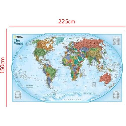 The World Map Non-woven Waterproof Map Without National Flag For Beginner 150x225cm
