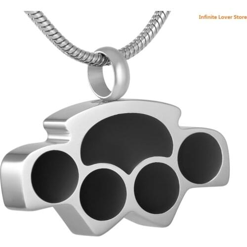 KLH8586-9 Large Black,White Paw Stainless Steel Pet Cremation Jewelry for Loved Dog Cat Ashes or Memorial-Wholesale Pet Jewelry
