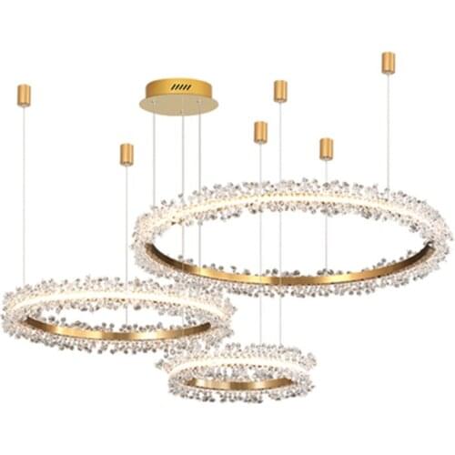Ring design modern crystal chandelier lamp AC110V 220V lustre LED chandelier living lighting and hotel lights