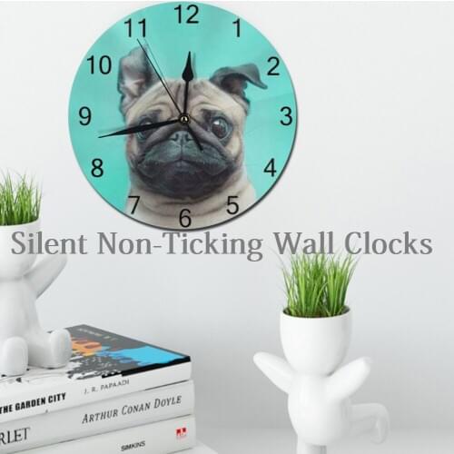 Dogs 25CM Round Wall Clocks Numeral Digital Dial Mute Silent Digital Clocks Battery Operated KitchenClock Living Home Wall Decor